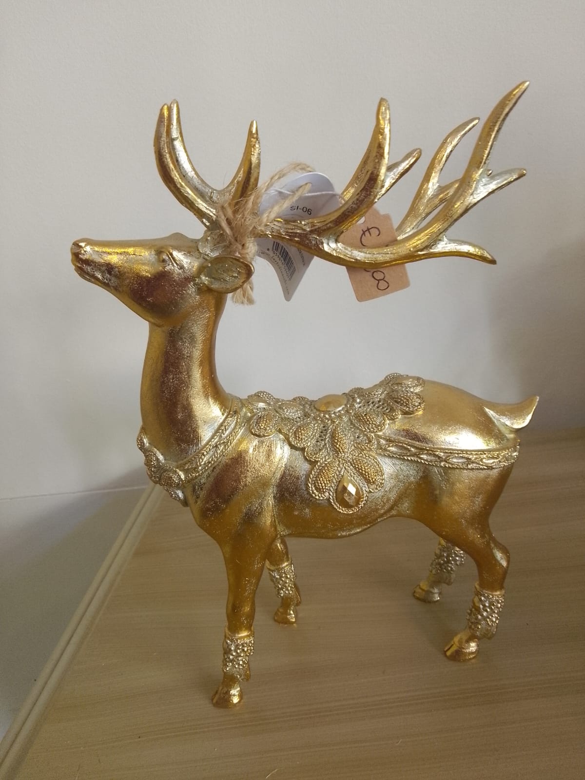 Renna Natalizia Decorativa in Resina Oro - Decorazione Natale 24cm