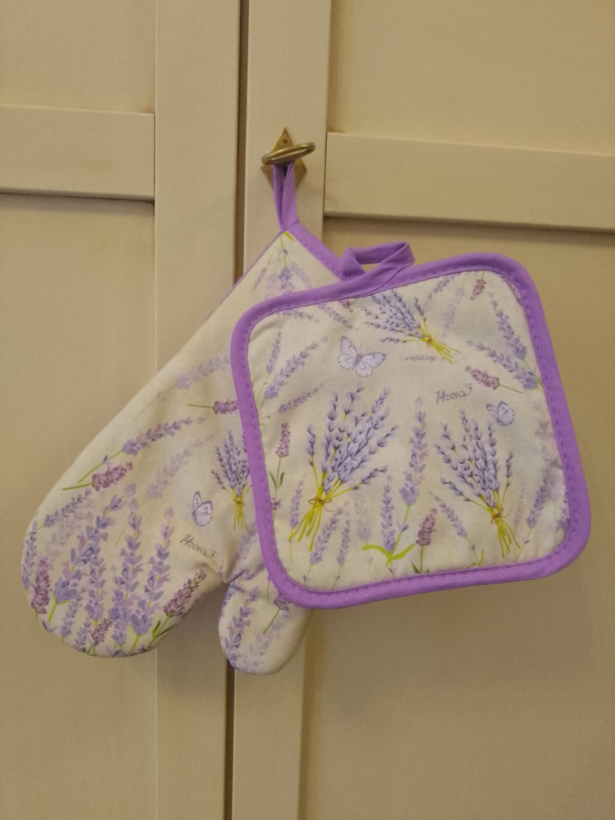 Set Presina e Guanto Forno Decorazione Lavanda - Accessori Cucina Provenzale