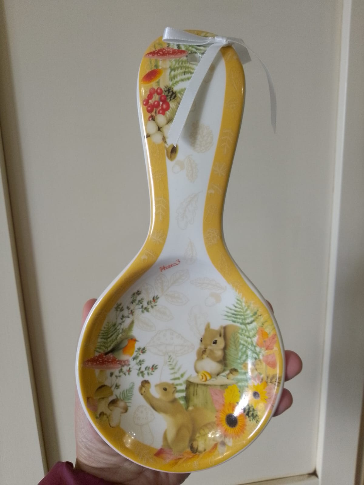 Poggia Mestolo Ceramica Collezione Autunno Animali del Bosco con Scatola