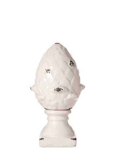 Pigna Decorativa Grande Ceramica Bianca Effetto Invecchiato 16x32cm