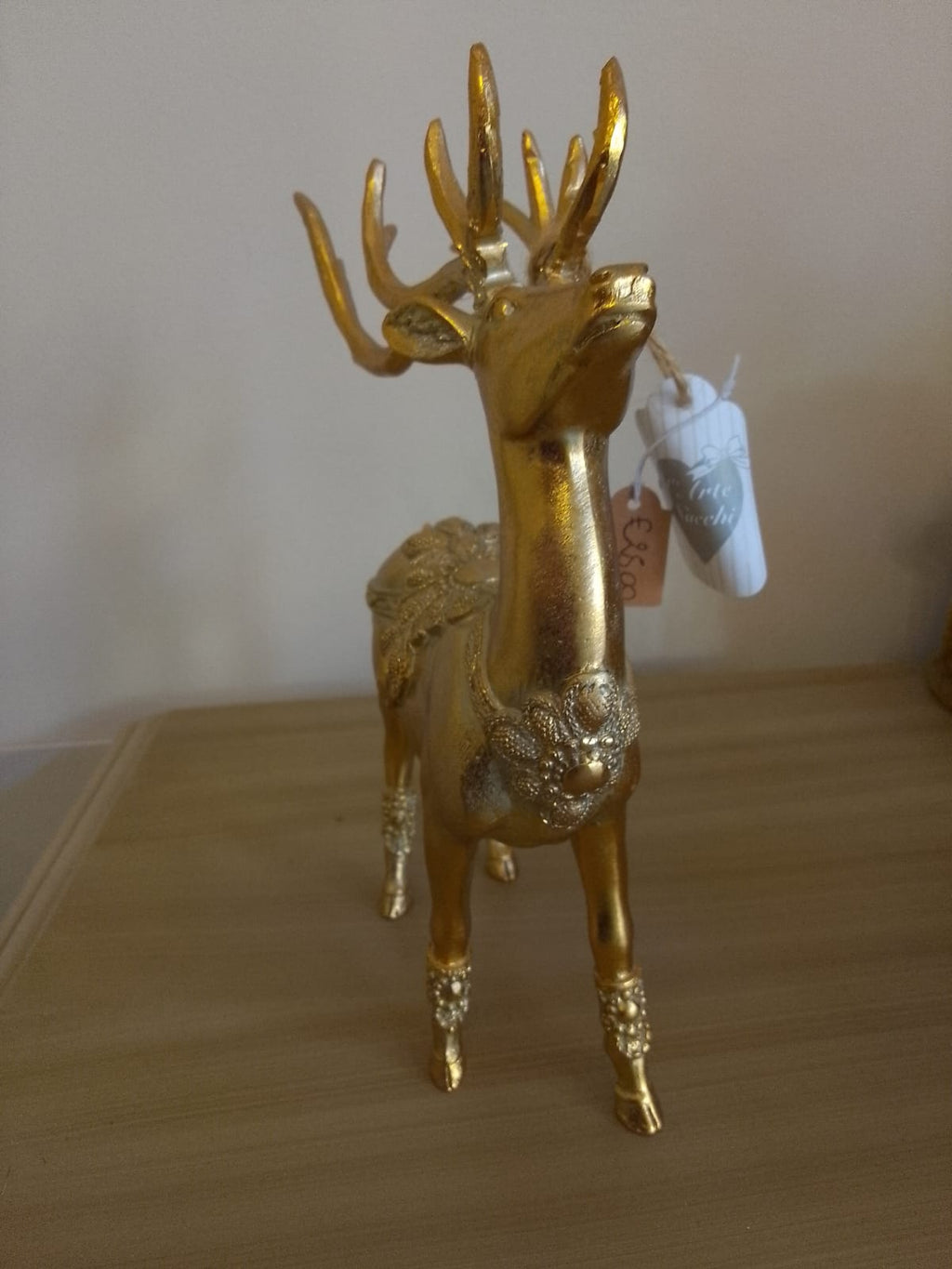 Renna Natalizia Decorativa in Resina Oro - Decorazione Natale 24cm