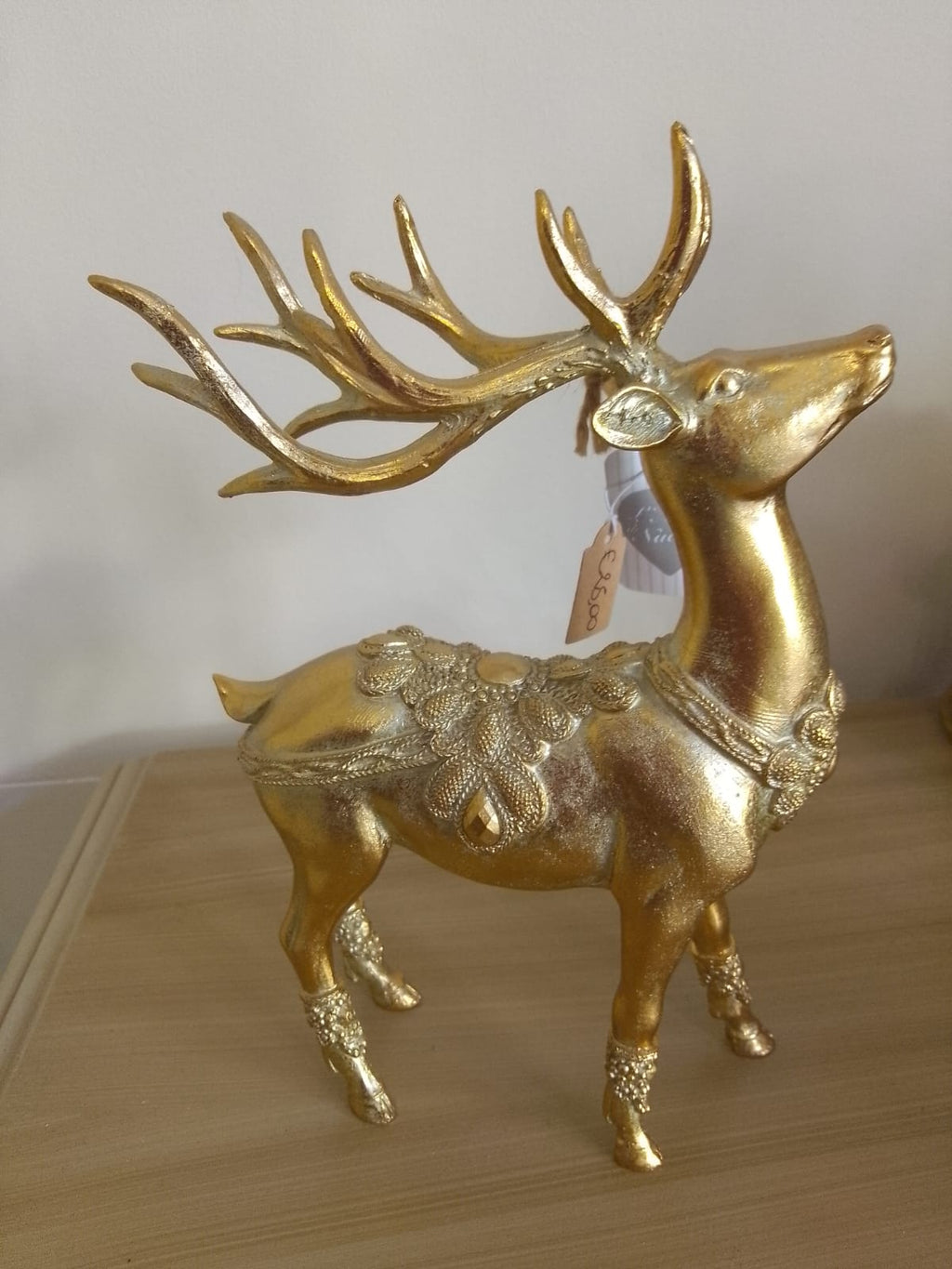 Renna Natalizia Decorativa in Resina Oro - Decorazione Natale 24cm