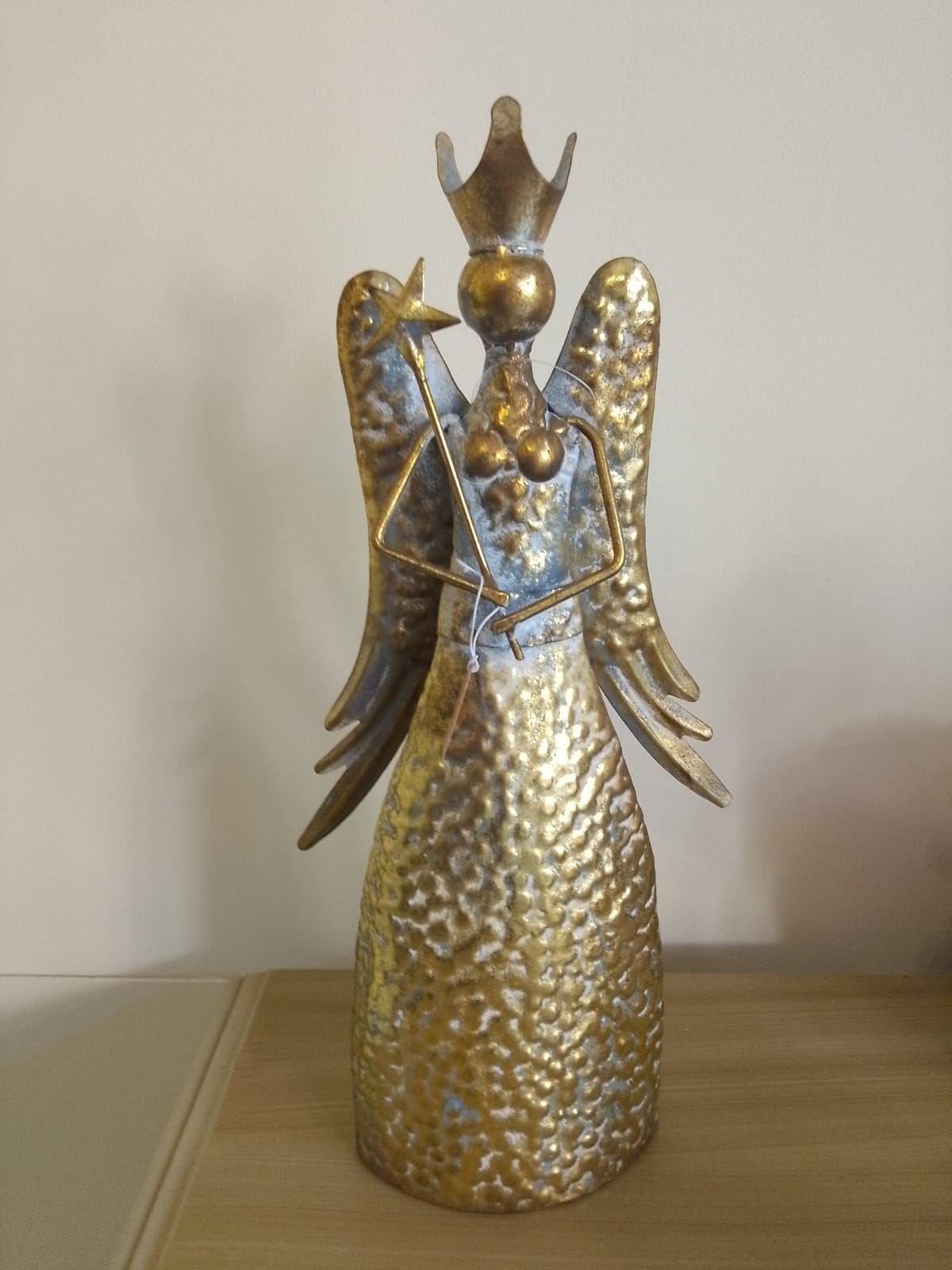 Angelo Decorativo in Ferro Battuto con Coroncina - Decorazione Natalizia 46cm