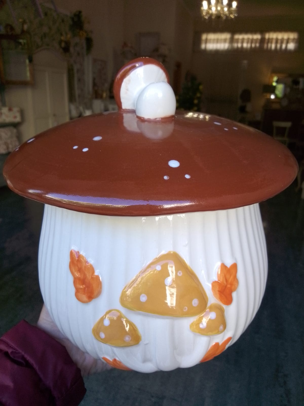 Barattolo Alimentare Fungo in Ceramica con Chiusura Ermetica 20cm