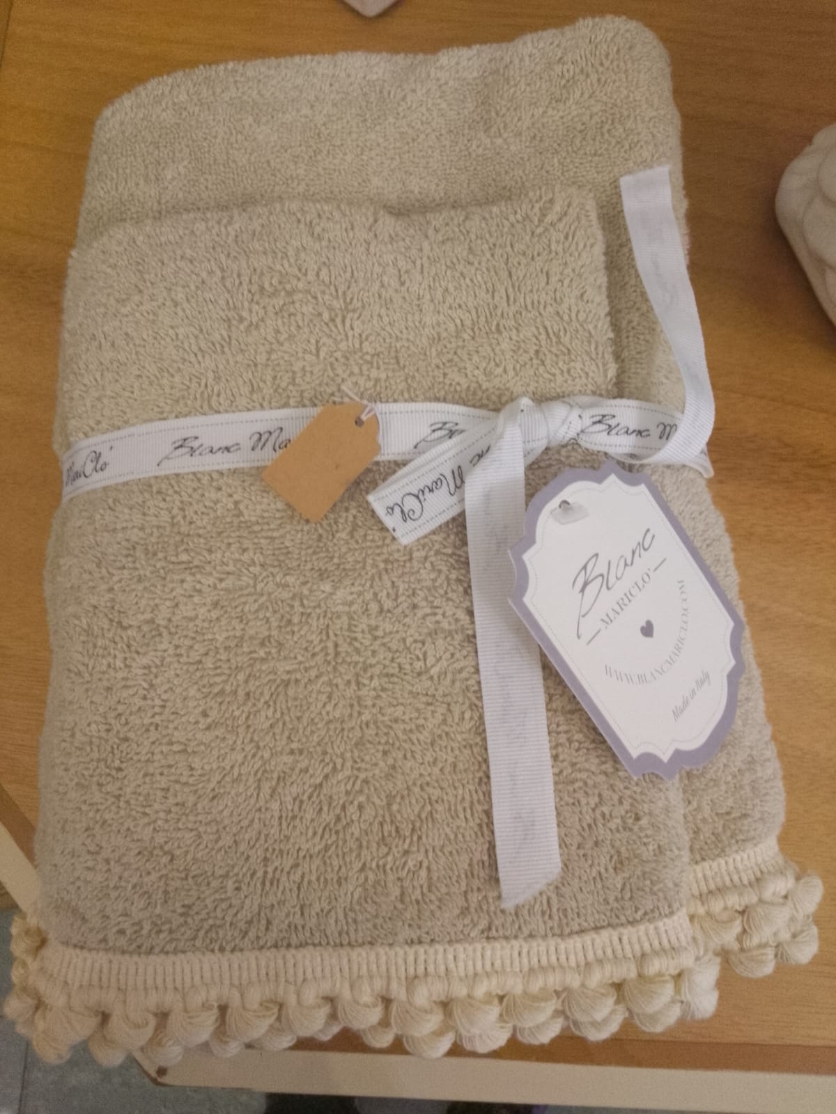 Set Asciugamani Viso e Ospite Beige Cotone Premium - Coppia Spugna