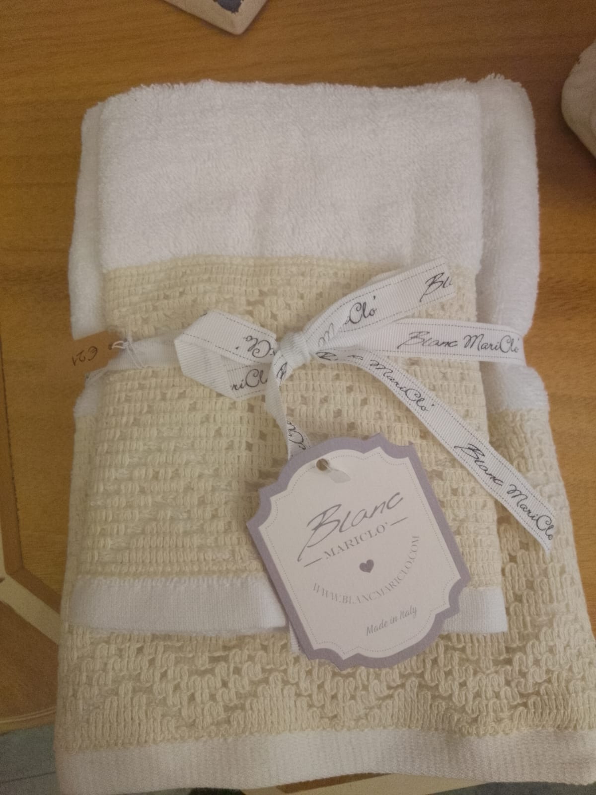 Set Asciugamani Viso e Ospite Bianco Panna Blanc Mariclo' - Spugna Premium