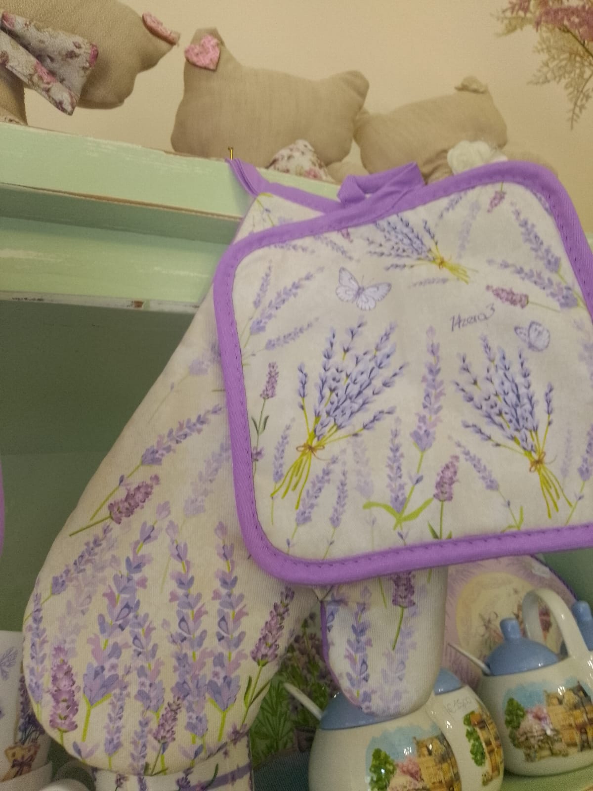 Set Presina e Guanto Forno Decorazione Lavanda - Accessori Cucina Provenzale