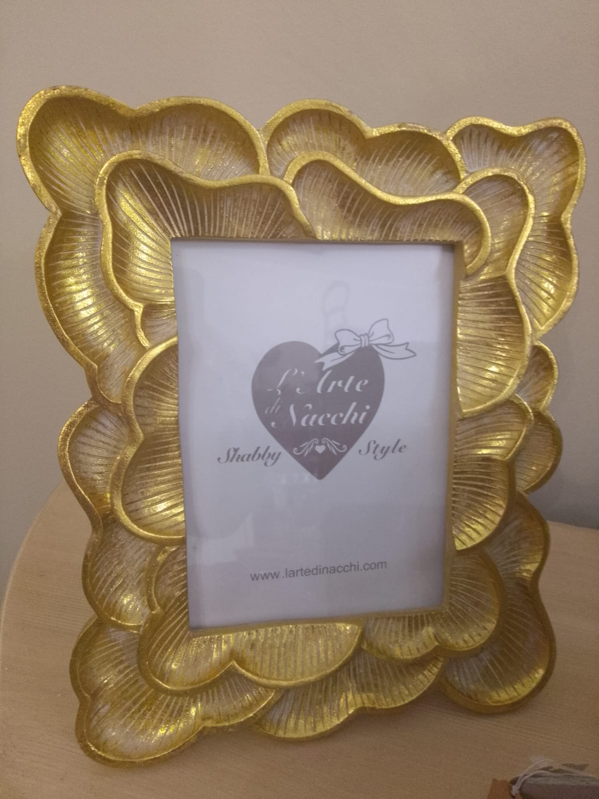 Portafoto Oro Anticato Bianco Shabby Chic 19,5x24cm - Cornice Elegante