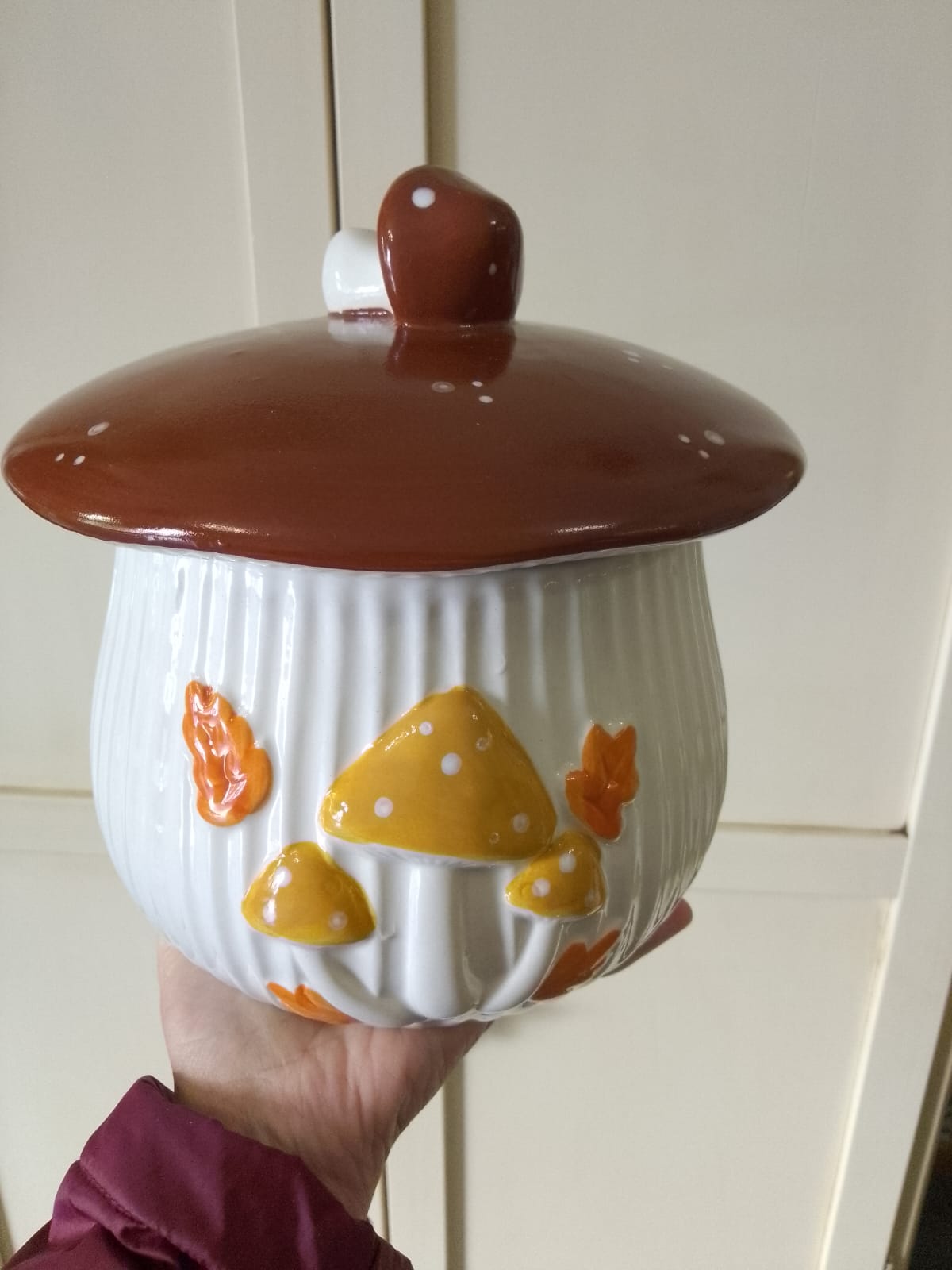Barattolo Alimentare Fungo in Ceramica con Chiusura Ermetica 20cm